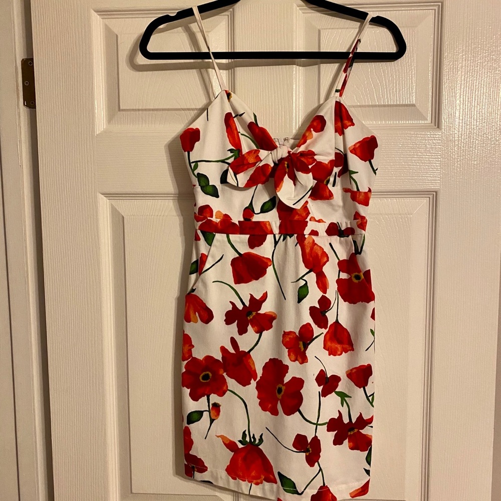 Gianni Bini white dress w/ red flowers